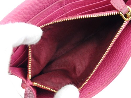 PRADA long wallet logo pink leather x gold hardware Authentic Used e17067 - Picture 6 of 9