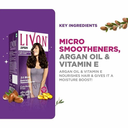 Livon Serum for Women for Dry & Rough Hair 24 Hour Frizz-Free Smoothness 100ml - Picture 3 of 6