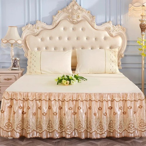 Princess style ruffled edge bedsheet with pleated lace edge bedsheet set - Picture 2 of 31