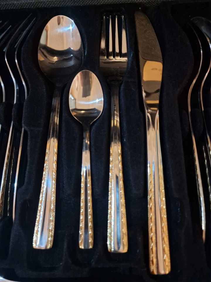 SBS Besteck Solingen 23 24 Karat hartvergoldet 70-teilig - Bild 2 von 4