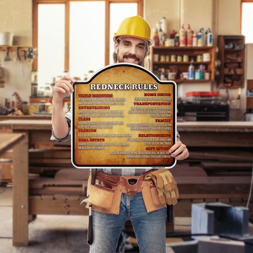Redneck Rules 18" X 18" Heavy-Gauge Aluminum Architectural Sign - Picture 2 of 4