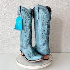 Lane Cossette Turquoise Cowboy Boots Womens Sz 10 Leather Western Snip Toe Tall