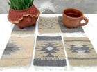 Zapotec Rug Mug Coaster 5"x6" Hand Woven Non Dyed Sheep Wool Tapestry 6 Mini Rug