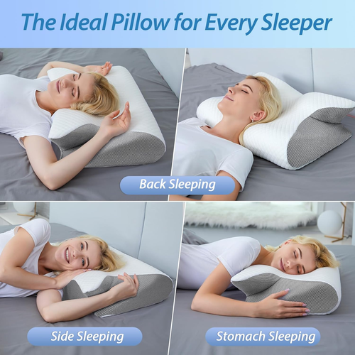 Memory Foam Cervical Pillow, 2 in 1 Ergonomic Contour Orthopedic Pillow for Neck - Picture 4 of 10