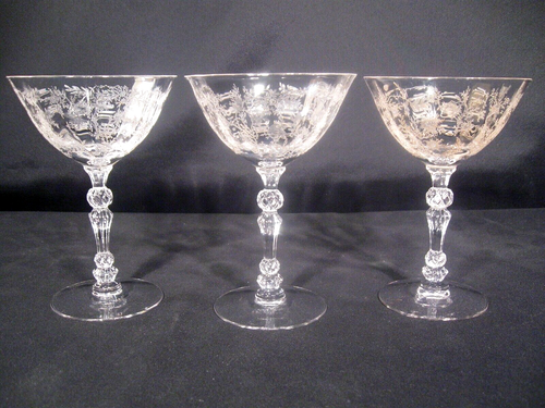 Fostoria Chintz Champagne/Tall Sherbet Stem 6026 Grabado 338 Juego de 3 - Imagen 2 de 17