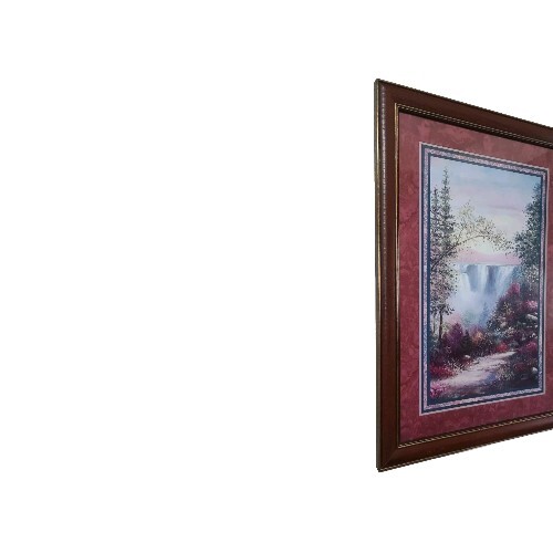 Home Interior Bild groß 23" x 16,5" gerahmt hängend Kunstwerk Wasserfall Szene - Bild 2 von 8