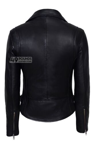 Deluxe Ladies Biker Slim fit Real Lamb Leather Stylish Fashion Jacket 2100 - Picture 5 of 18