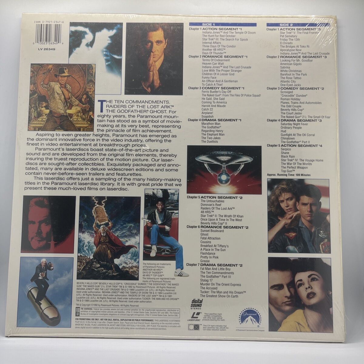 Paramount Pictures Promotional Sampler 12 Inch Laserdisc