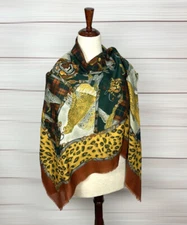 Art Of The Scarf for Tie Rack Large Animal Print Square Scarf Shawl Italy 46x46