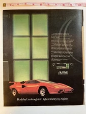 Vintage 1982 Magazine Art Picture ALPINE Car Audio Lamborghini Countach Print Ad