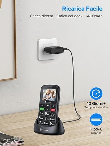 Telefono Cellulare per Anziani con Tasti Grandi, Funzione SOS, Chiamata Rapida - Foto 6 di 9