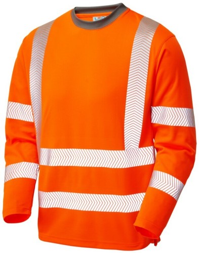 Leo CAPSTONE recycled sustainable high visibility orange long sleeve t-shirt
