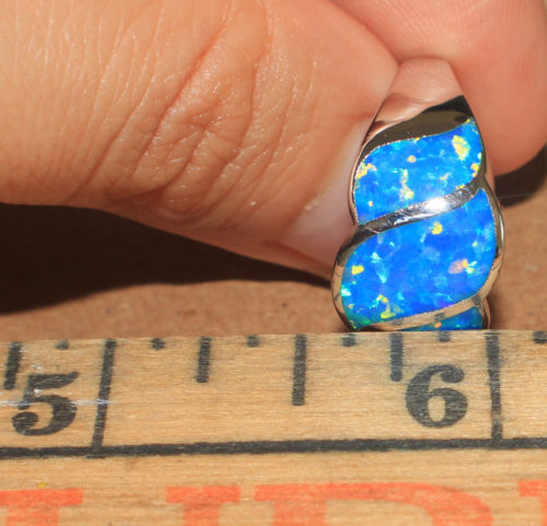 inlaid fire opal ring gems silver plated jewelry wedding engagement cocktail - Picture 2 of 8