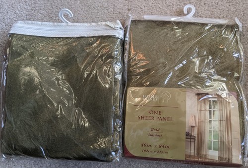 Home Trends Two Sheer Window Panels Gold Stardust 2 (40x84) - Picture 4 of 8
