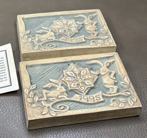 2 1995 Tile Heritage Foundation Commemorative Studio Pottery Rabbit Tiles - Picture 6 of 6