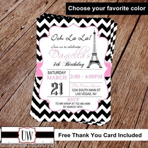 Paris Invitation Eiffel Tower Invitation Paris Birthday Invitation