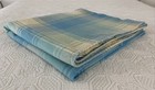 Vintage Wool Blanket Blue Check Single 200 cm x 185 cm Remnant Modified Pet