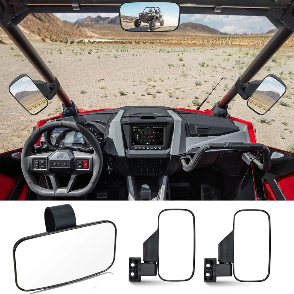 1.75" 2" Rear View Center & Side Mirror For Polaris Cub Cadet Volunteer 2X4 4X4 - Image 2 of 4