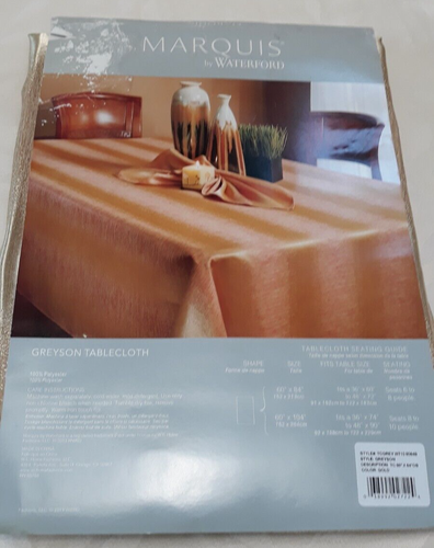 Marquis Waterford Tablecloth Greyson 100% Polyester 60"x84" Oblong Gold Open Pkg - Picture 11 of 21