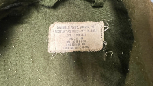 USAF Original Vietnam War "Coveralls, Flying Summer Fire" FRP-1 Sz 40 Reg, 1968! - Picture 4 of 21