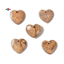 Natural Picture Jasper Heart Shape Pendant Size 45mm 50mm Sold Per Piece