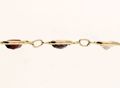 Natural Garnet Citrine Peridot Amethyst+CZ Bracelet 9.25CT 14K YG 7 3/16” Long - Picture 6 of 7