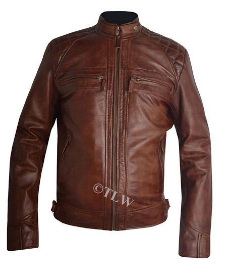 Mens Biker Vintage Motorcycle Classic Diamond Brown Distressed Leather Mens Biker Vintage Motorcycle Classic Diamond Brown Distressed Leather