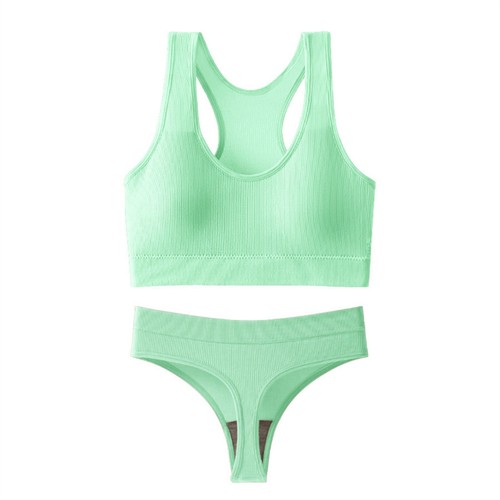 Damen-Unterwäsche-Set nahtlos gerippt hochtaillierte Slips Unterhose mit Sport-BH - Bild 58 von 68