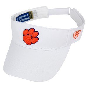 CLEMSON-TIGERS-UNIVERSITY-NCAA-WHITE-ADJUSTABLE-HAWKEYE-VISOR-CAP-HAT-NEW-TOW