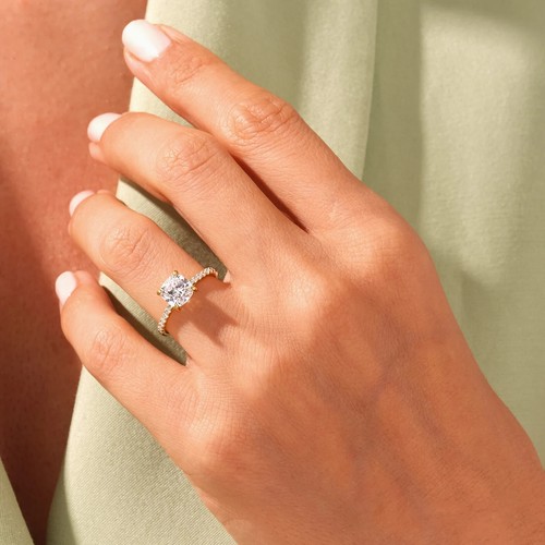 925 Sterling Silber Kissenschliff Moissanit Ring Solitär Verlobungsring - Bild 18 von 20