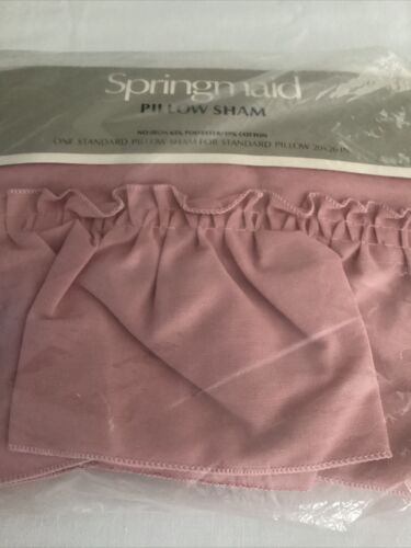 Springmaid Pinafore Solid Pink Pillow Sham 20”x26” NOS No-Iron Poly/Cotton C2 - Picture 3 of 6