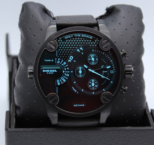 NEW AUTHENTIC DIESEL LITTLE DADDY BLACK IRIDESCENT CHRONOGRAPH MENS DZ7443 WATCH - Picture 6 of 17