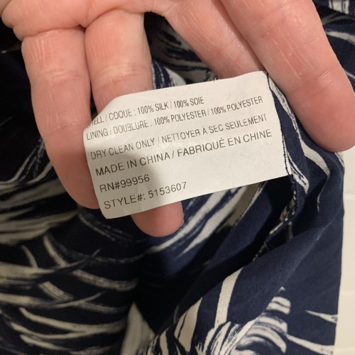 Shoshanna | Top One Shoulder Navy Leaf Print Silk- Size XS - Picture 5 of 7