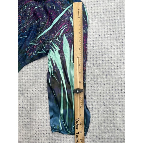 Unity Peasant Blouse Blue Purple Paisley Feather Size Petite Medium - Picture 11 of 16