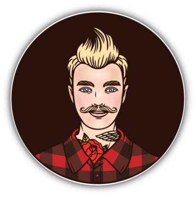 Autoaufkleber Hipster Toon Comic Stil K2015 Sticker Aufkleber 12cm