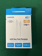 Anker 3' 60W Braided USB-C to USB-C Max Fast Charging Cable - White