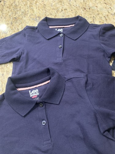 (2) Lee School Girls Small 6 Navy Polo Uniform Shirt Short Sleeve A9468L - Picture 5 of 11