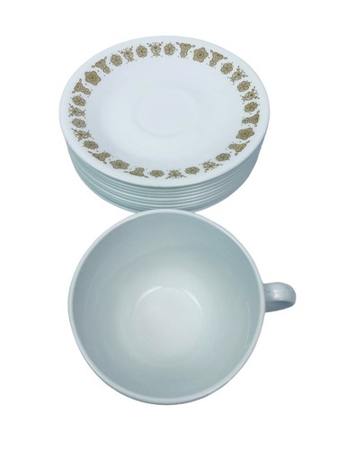 Lot of 12 Vintage Corelle Butterfly Gold Tea Cup &  Saucer Sets Pyrex 1970s - Picture 3 of 12