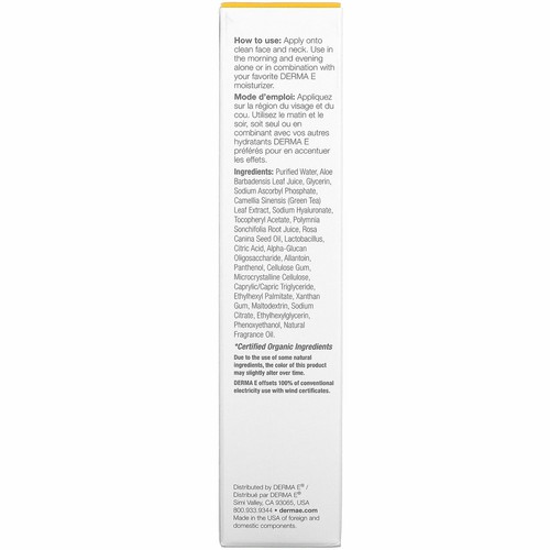 Derma E, Vitamin C konzentriertes Serum, Hyaluronsäure, 2 fl oz (60 ml) - Bild 3 von 3
