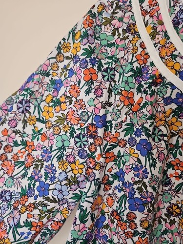 Talbots Bluse M rosa lila Blumenmuster Popover Band Borte Knopf Prärie Cottage - Bild 7 von 13