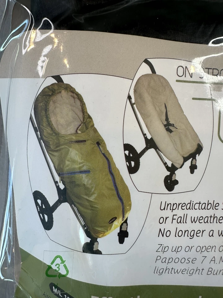 Saco para cochecito/asiento de coche 7AM Enfant Papoose negro/fleece 18 mos-3T Foto 2 de 4