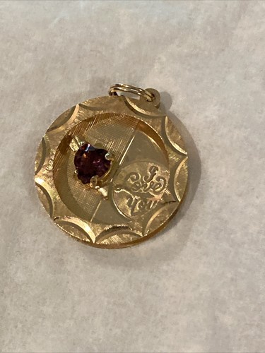 Dije colgante en capas de oro amarillo de 14K de colección años 50 I Love You corazón amatista 4,3 g - Imagen 6 de 15