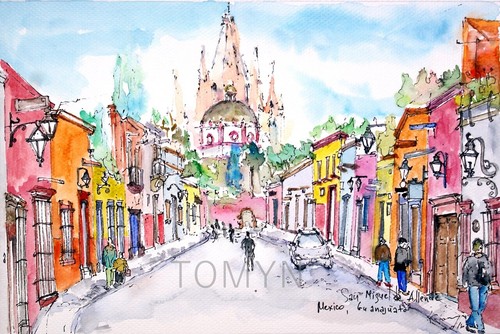 Die Kirche in San Miguel de Allende. Mexiko Wandbild. Guanajuato Kunstdruck.  - Bild 1 von 3