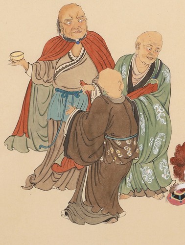 ASIAN FINE ART CHINESE WATERCOLOR PAINTING-Gaoshi People&Lion - Picture 3 of 6