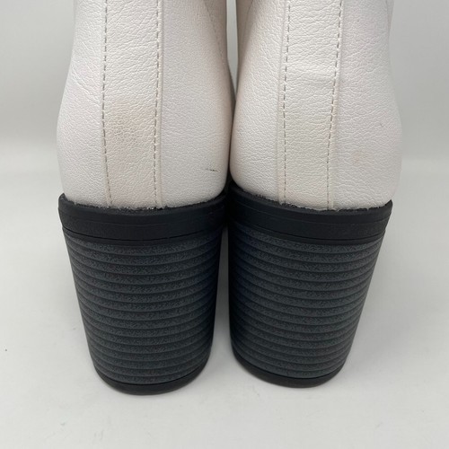 Mudd Womens White Faux Leather Zip up Heel Combat Boot, Size 11 - Picture 6 of 11
