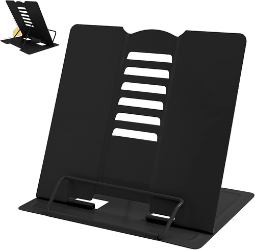 Metal Book Stand - Adjustable Book Holder for Reading (Full Black) - Picture 10 of 12