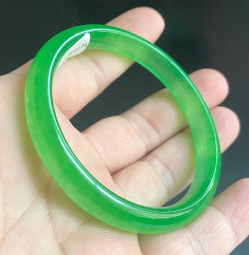 Certified 59.5mm Natural Grade A Icy Green Burma Jade jadeite Bangle 2174 - Picture 3 of 6