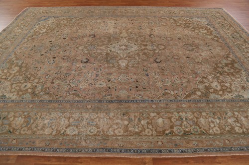 Vintage Muted Distressed Wool Mashaad Traditional Living Room Area Rug 10x13 - Picture 16 of 23