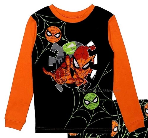 Spiderman Halloween Pajamas Boys Size 8 Set Marvel Shirt Pants 100% Cotton 6 NWT - Picture 2 of 3
