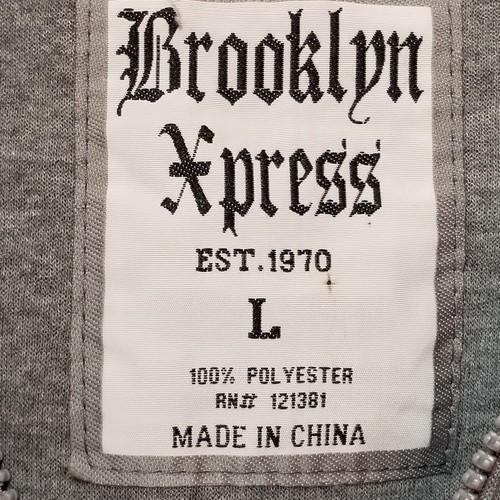 Brooklyn Xpress Felpa con Cappuccio Full Zip Grigio Spessa Uomo Large - Foto 13 di 13